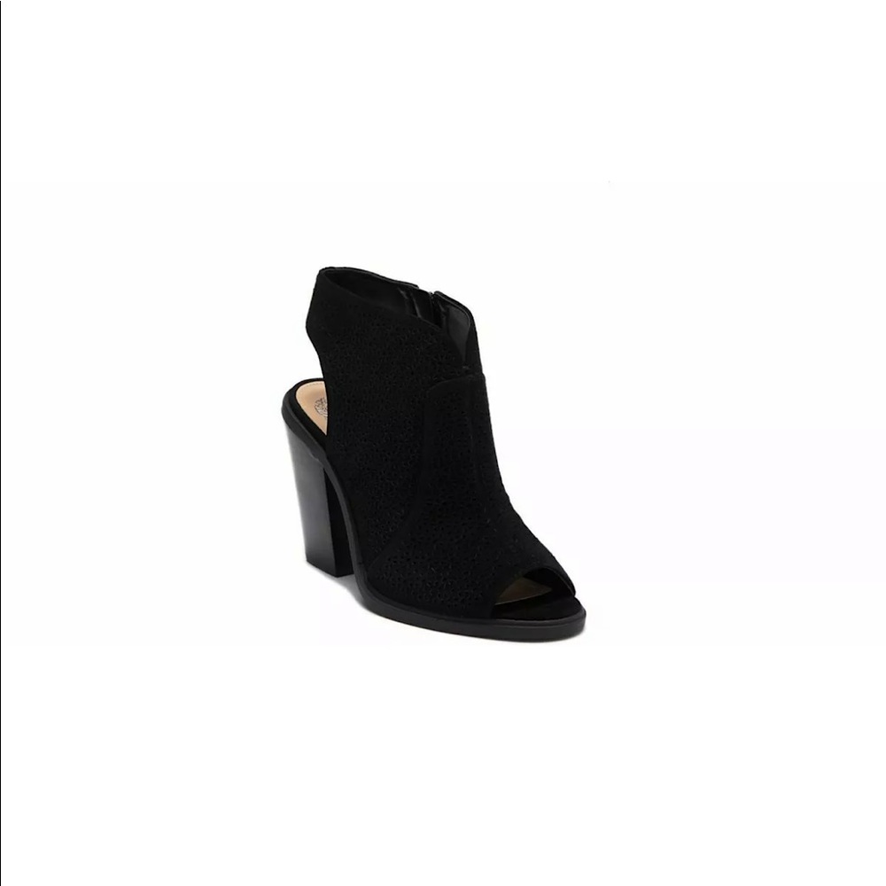 Vince Camuto black lux kid suede heels